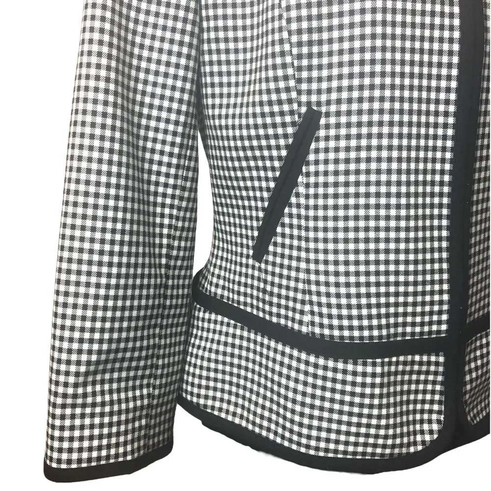 Calvin Klein Black and White Gingham Blazer - Size 2